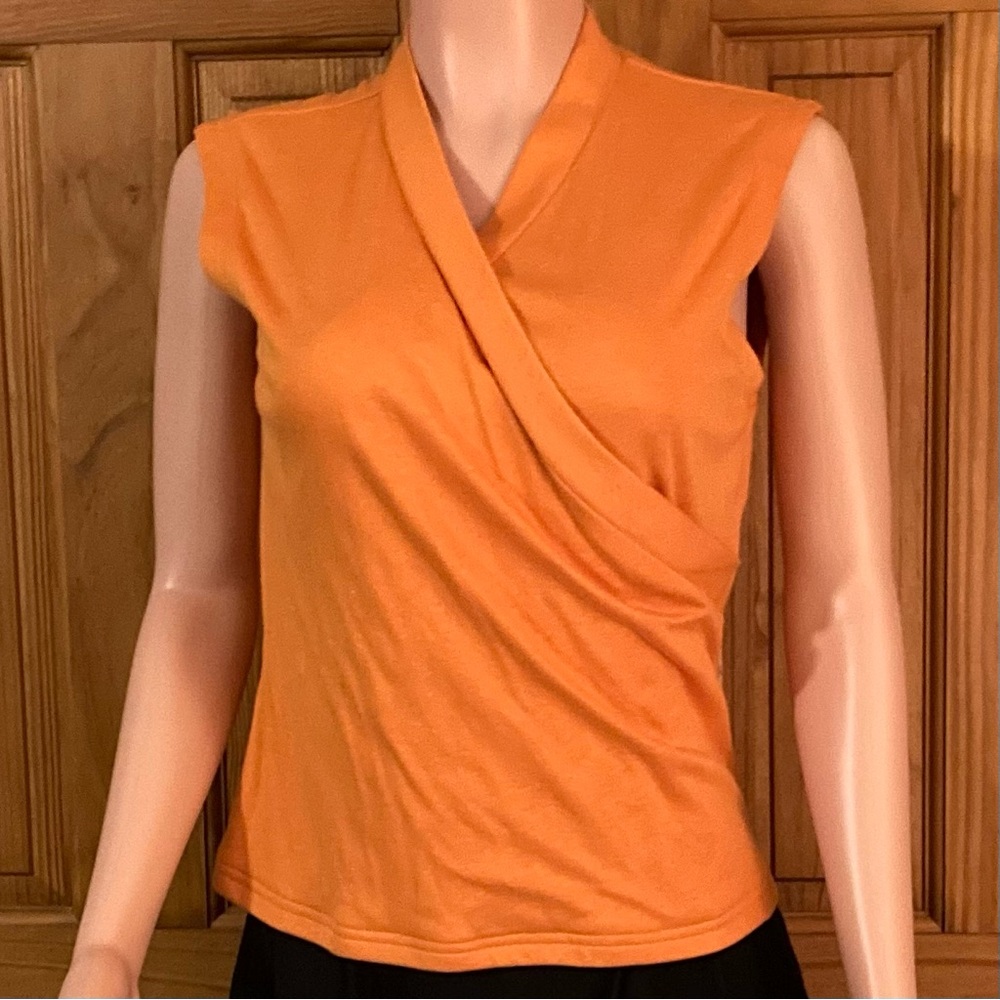 NWOT Personal Vintage 80s Top Sleeveless Career Blouse Orange Size S Small
